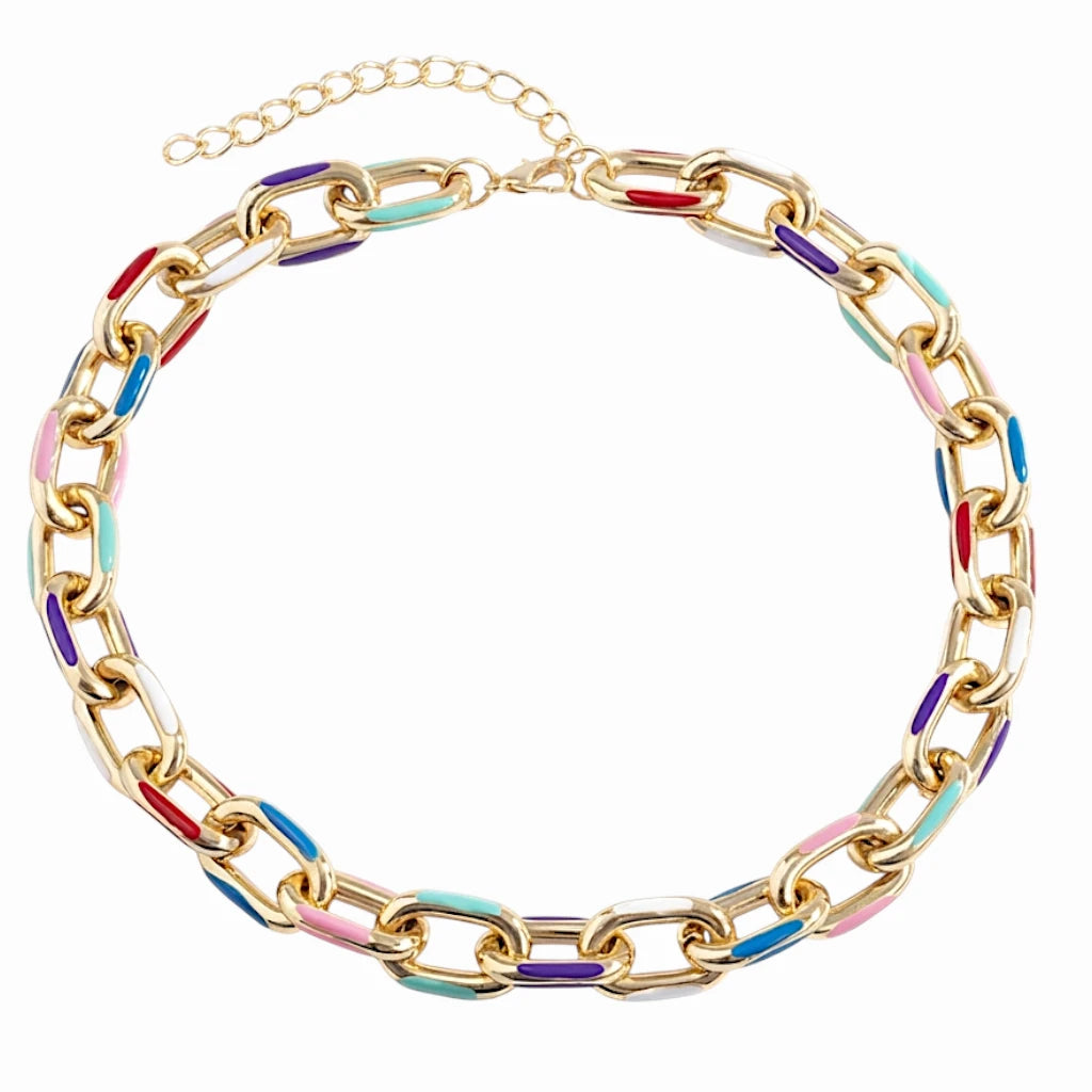 Collier grosse maille colorée