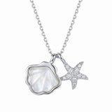 Collier Double Pendentif Coquillage Nacré et Étoile de Mer