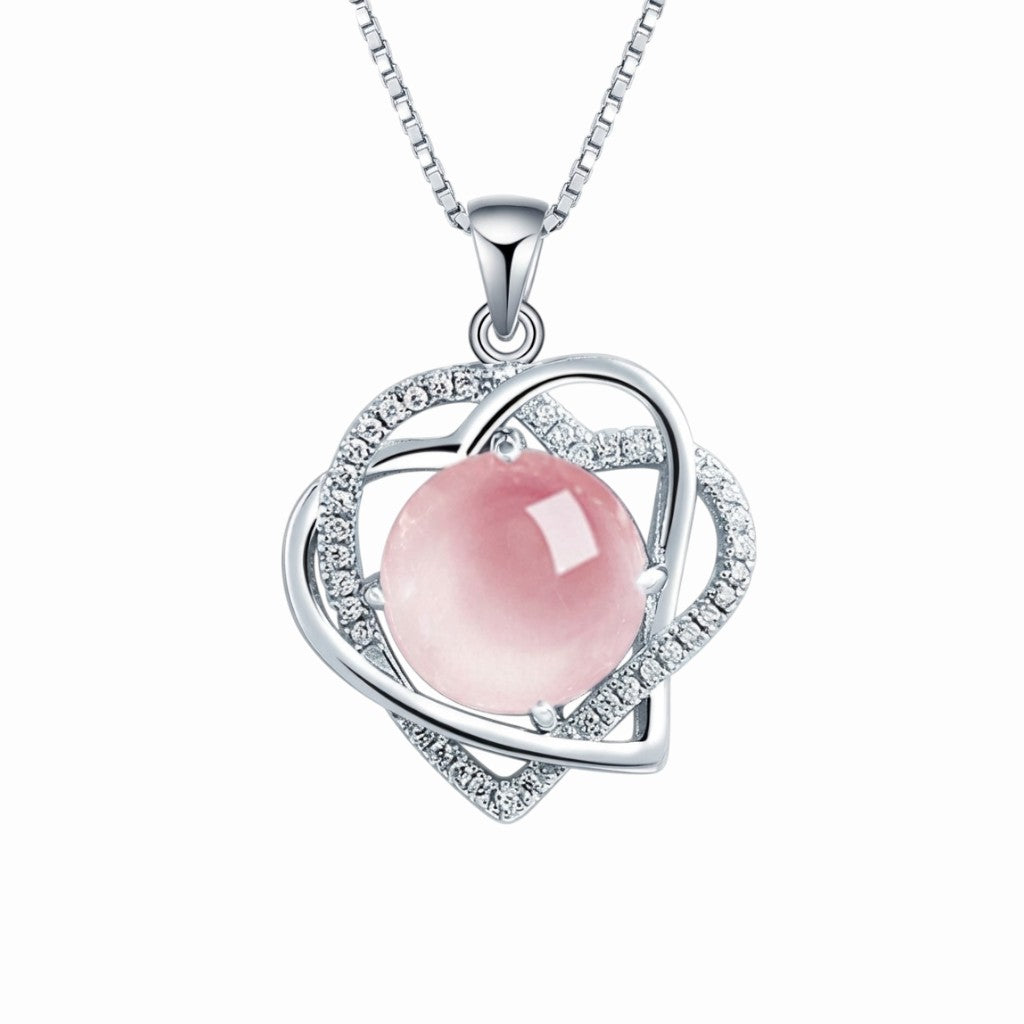 Collier quartz rose argent 925