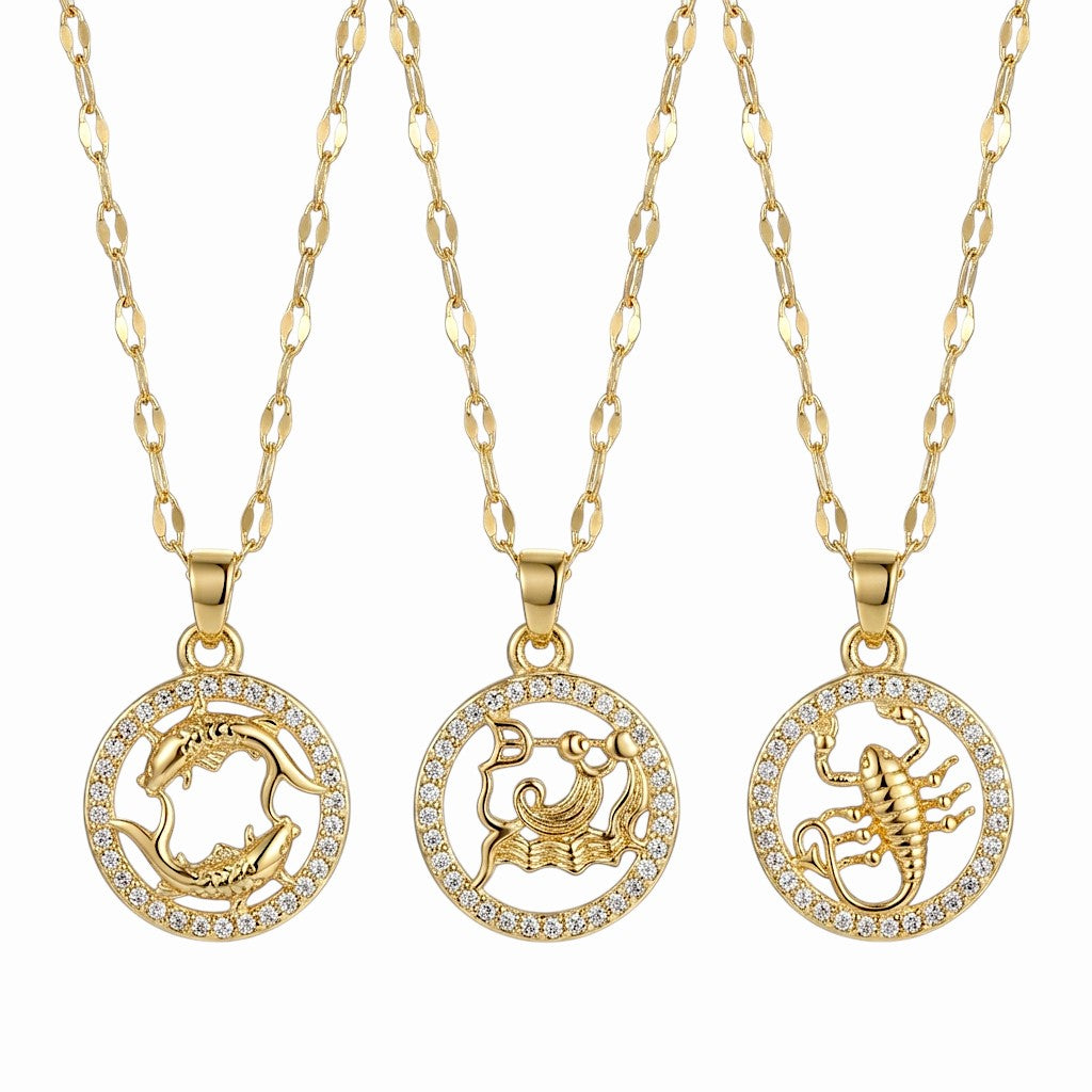 Collier signe astrologique doré