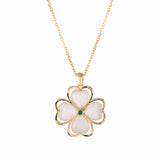 Collier trèfle blanc doré