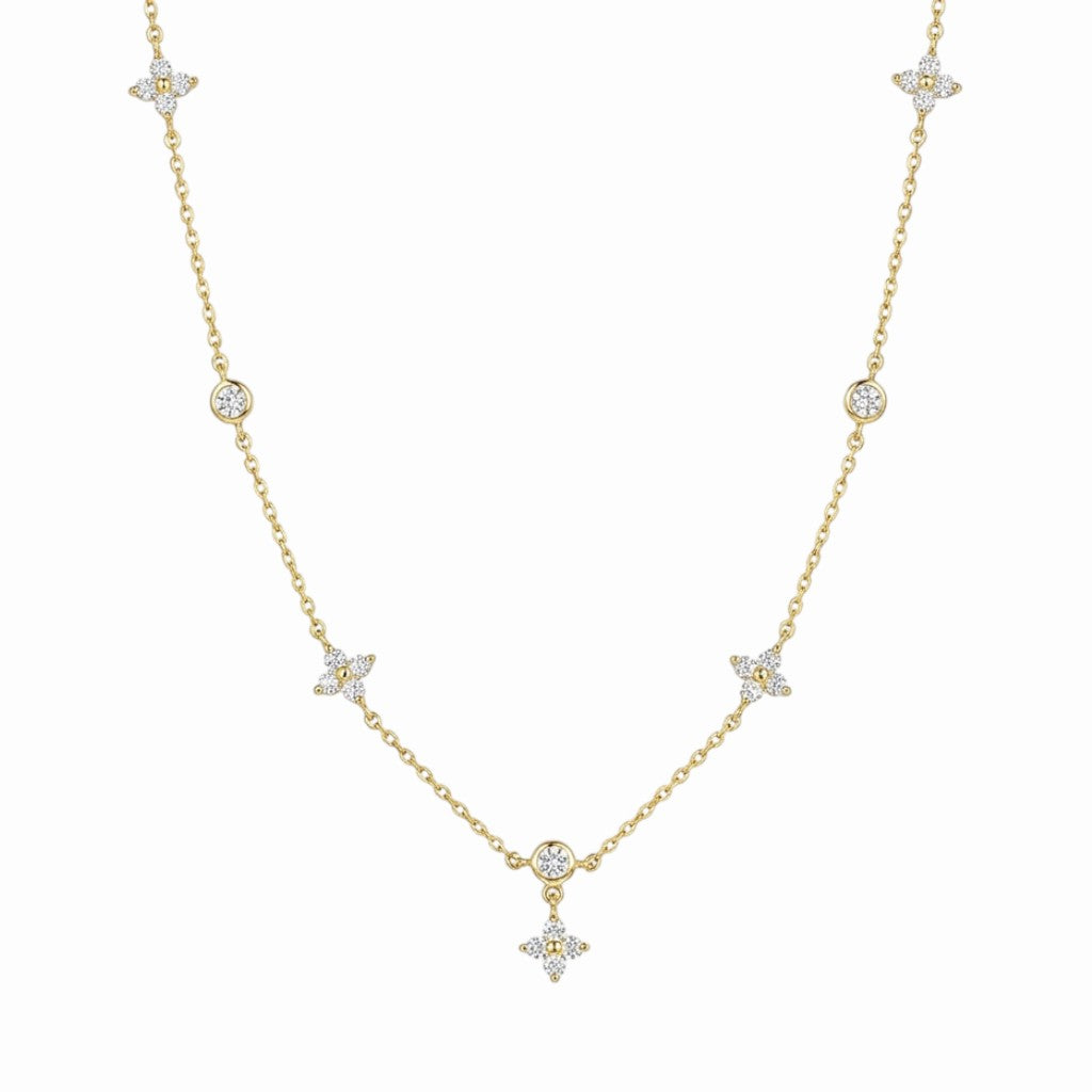 Collier trèfle pierre