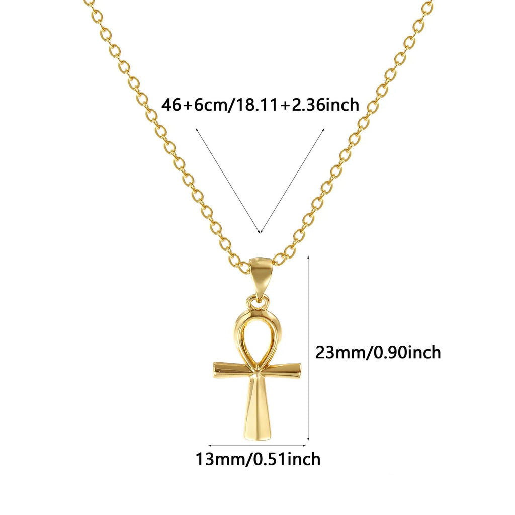 Collier pendentif croix Ankh doré