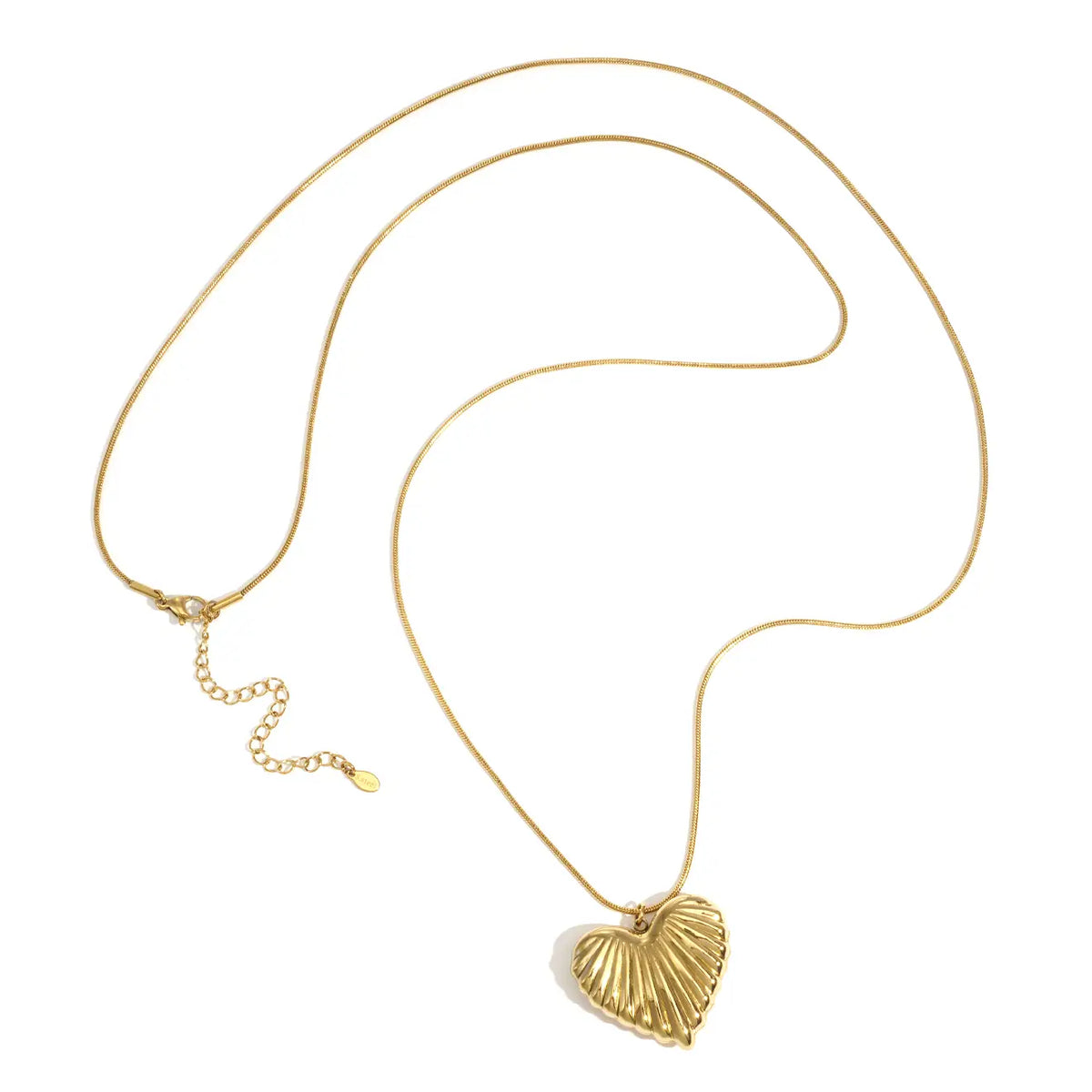 Collier cœur côtelé doré longue chaîne
