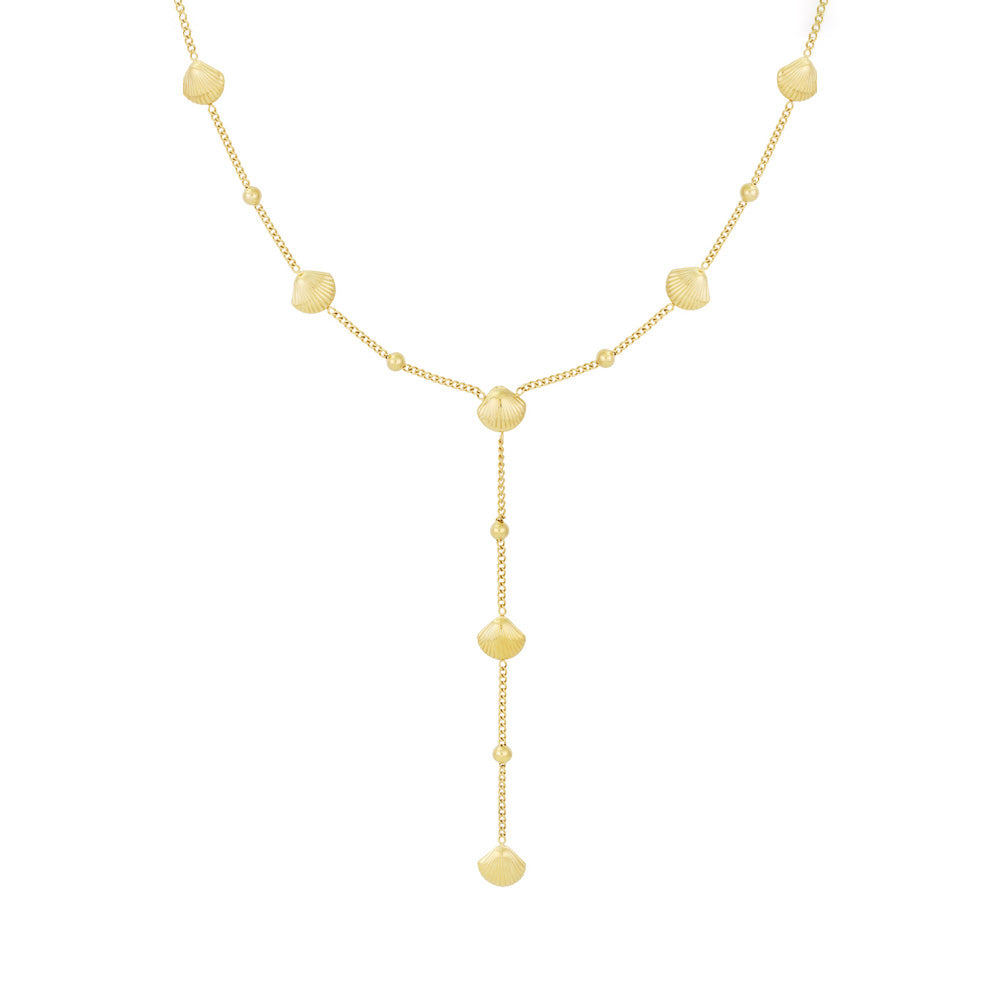 Collier coquilles cascade doré