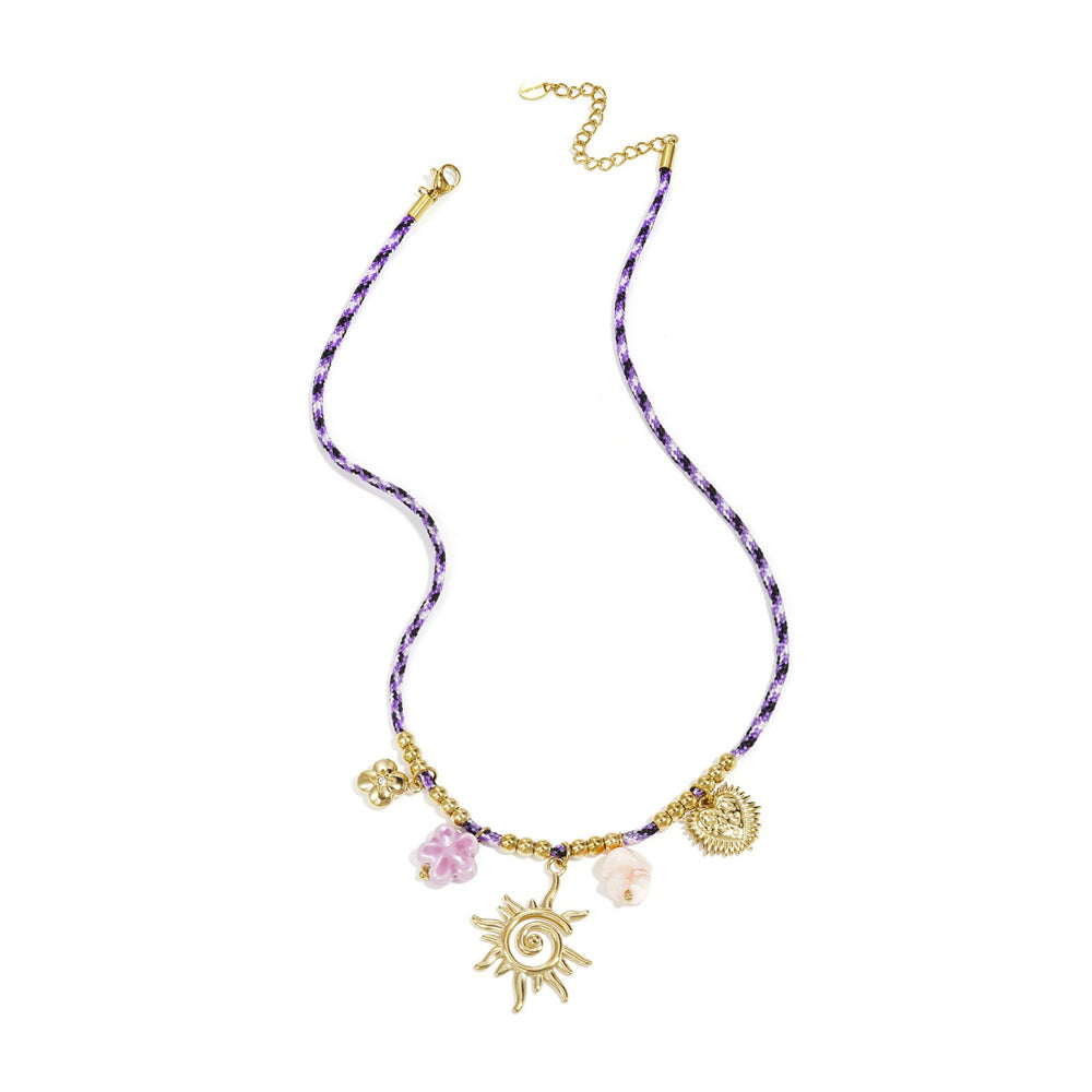 Collier cordon soleil et strass doré