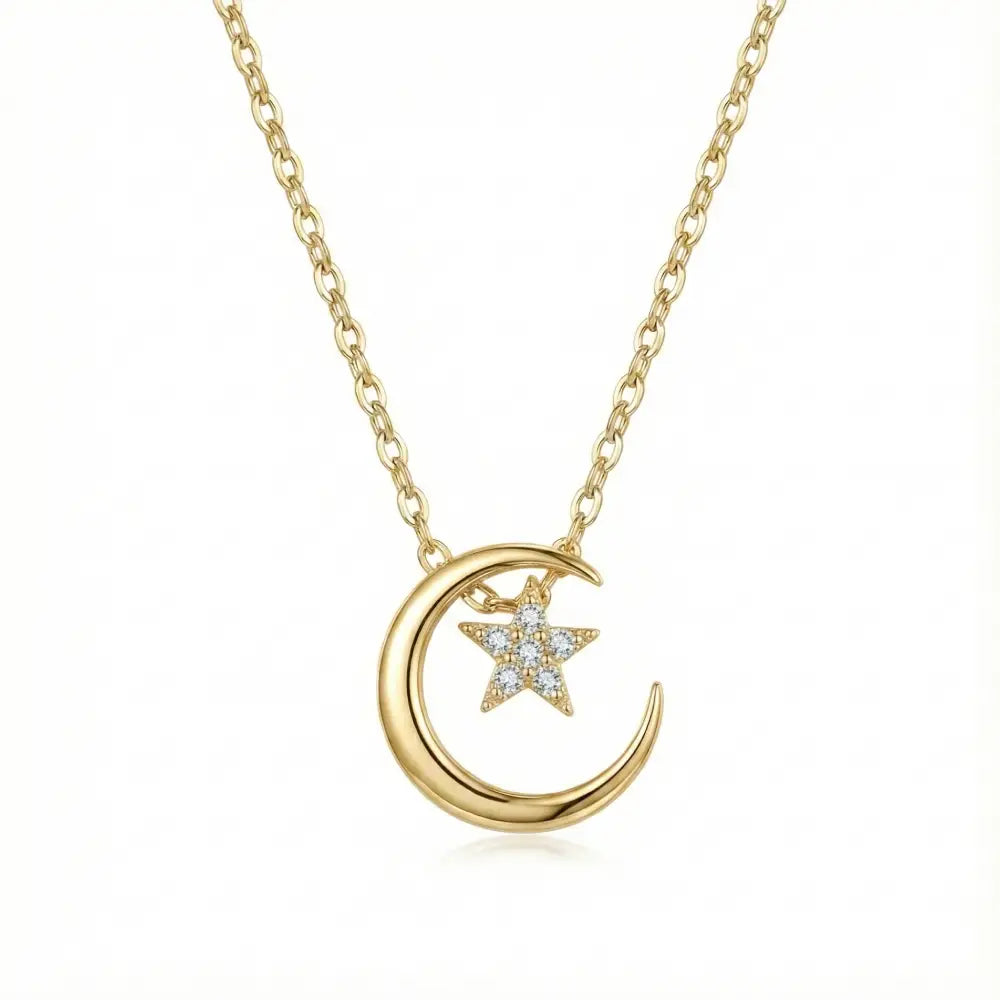 Collier étoile et lune avec Zircons