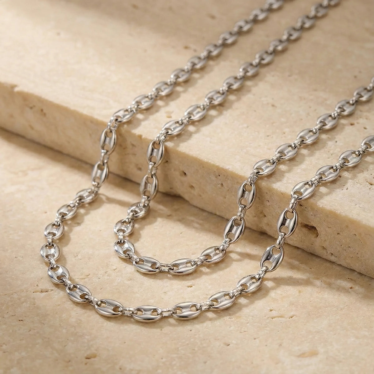 Collier grain de café argenté