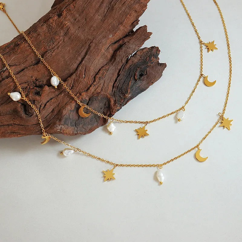 Collier lune et étoiles