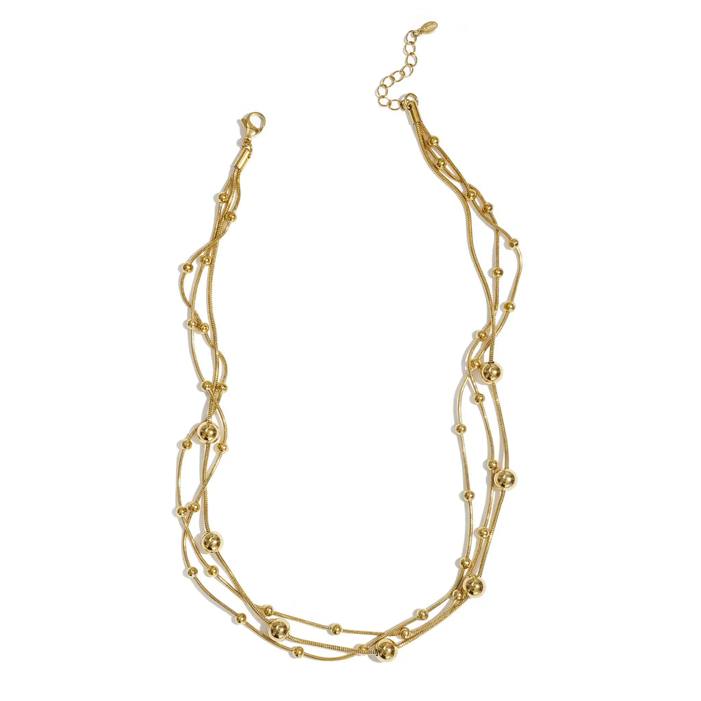 Collier multi-chaînes serpent et boules