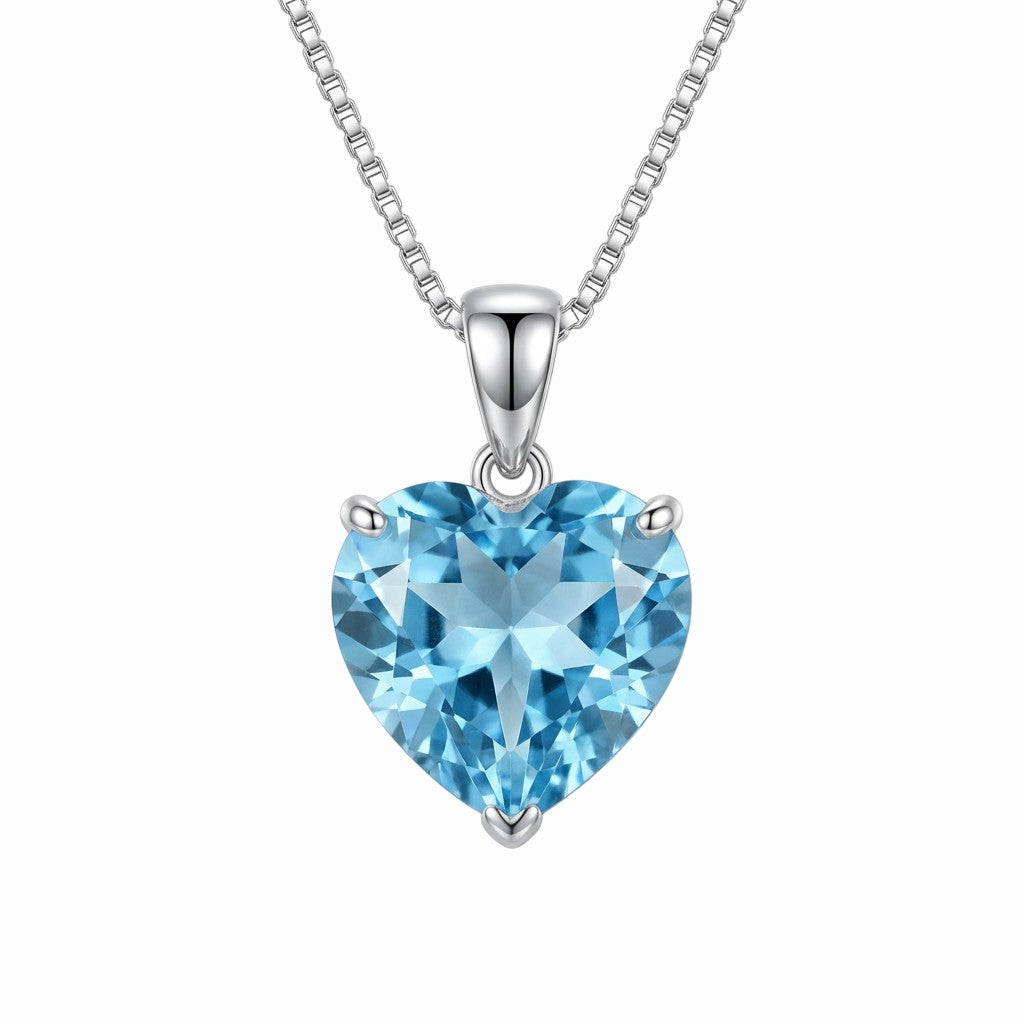 Collier aigue marine cœur