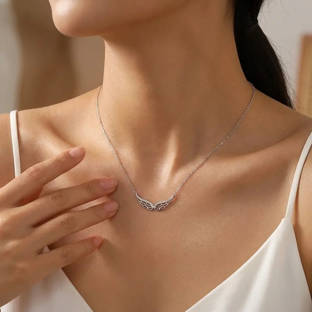 Collier ange argent diamant
