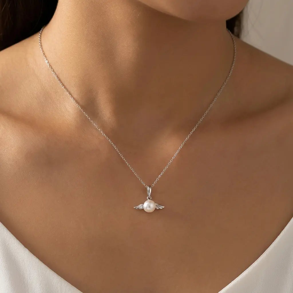 Collier ange gardien perle