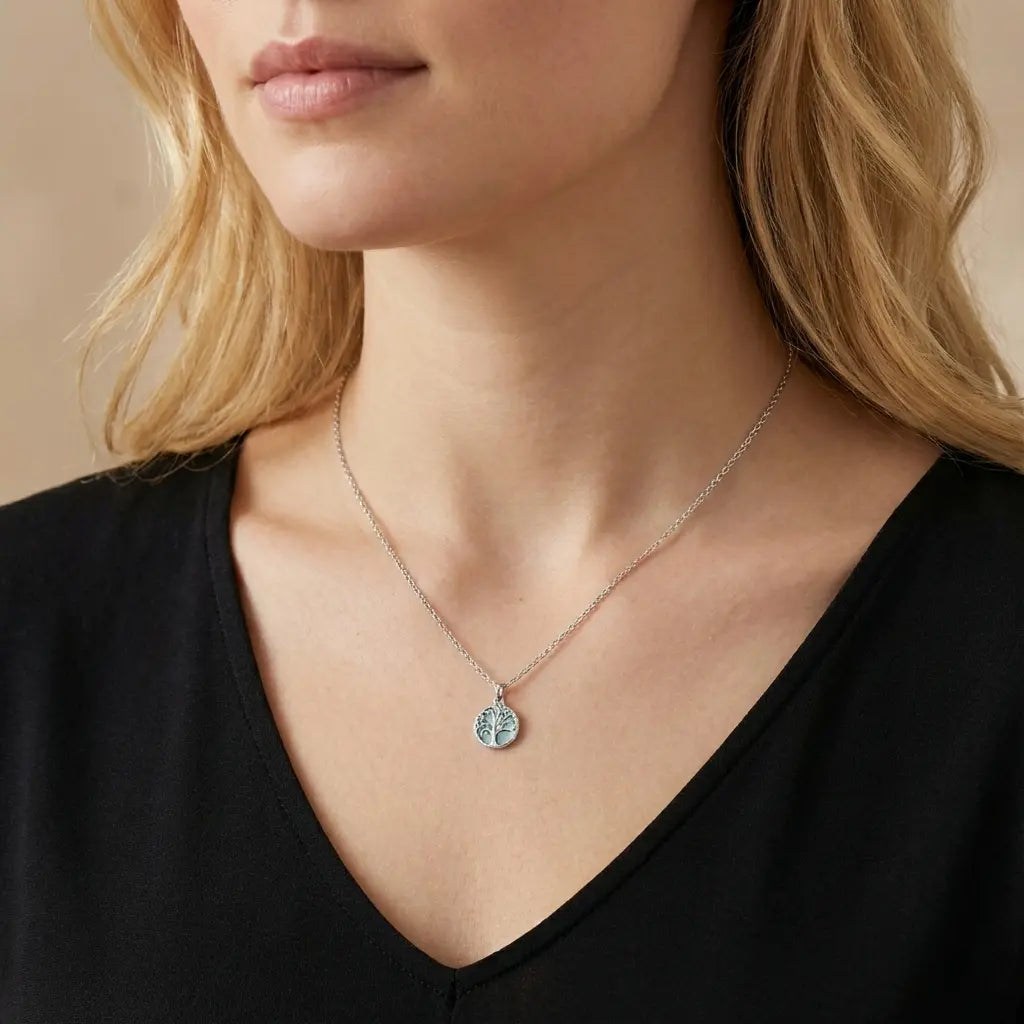 Jovivi Collier Arbre De Vie 7 Chakras Pierres Naturelles – Pendentif DIY Cuivre Rond Avec Perles Énergétiques