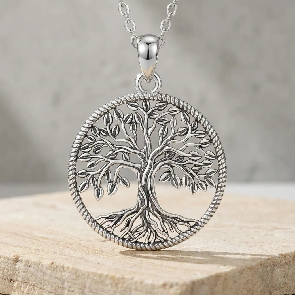 Collier argenté arbre de vie éternel