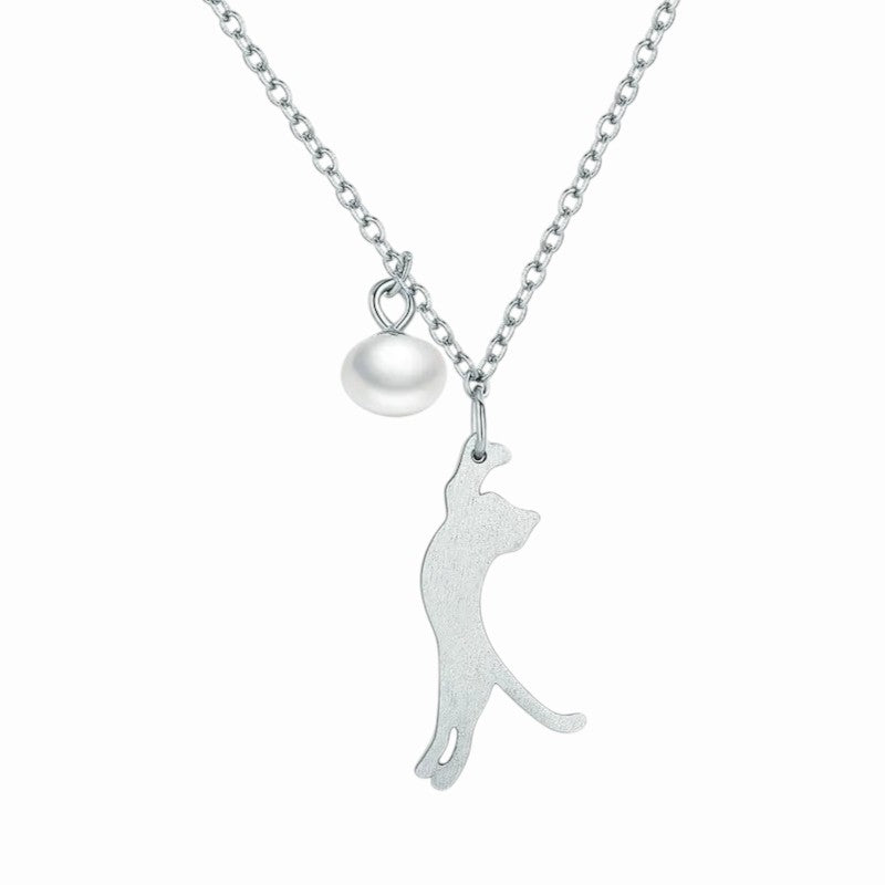 Collier argent pendentif chat