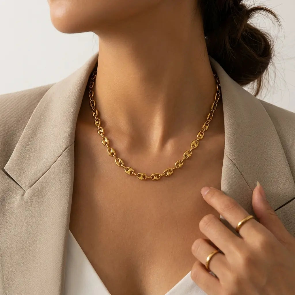 Collier grain de café doré