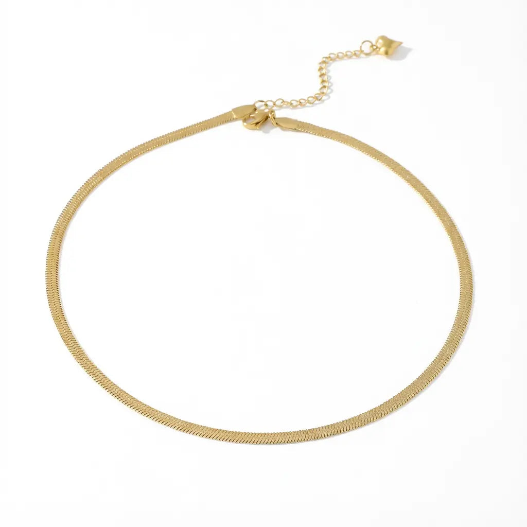 Collier maille serpent plate doré