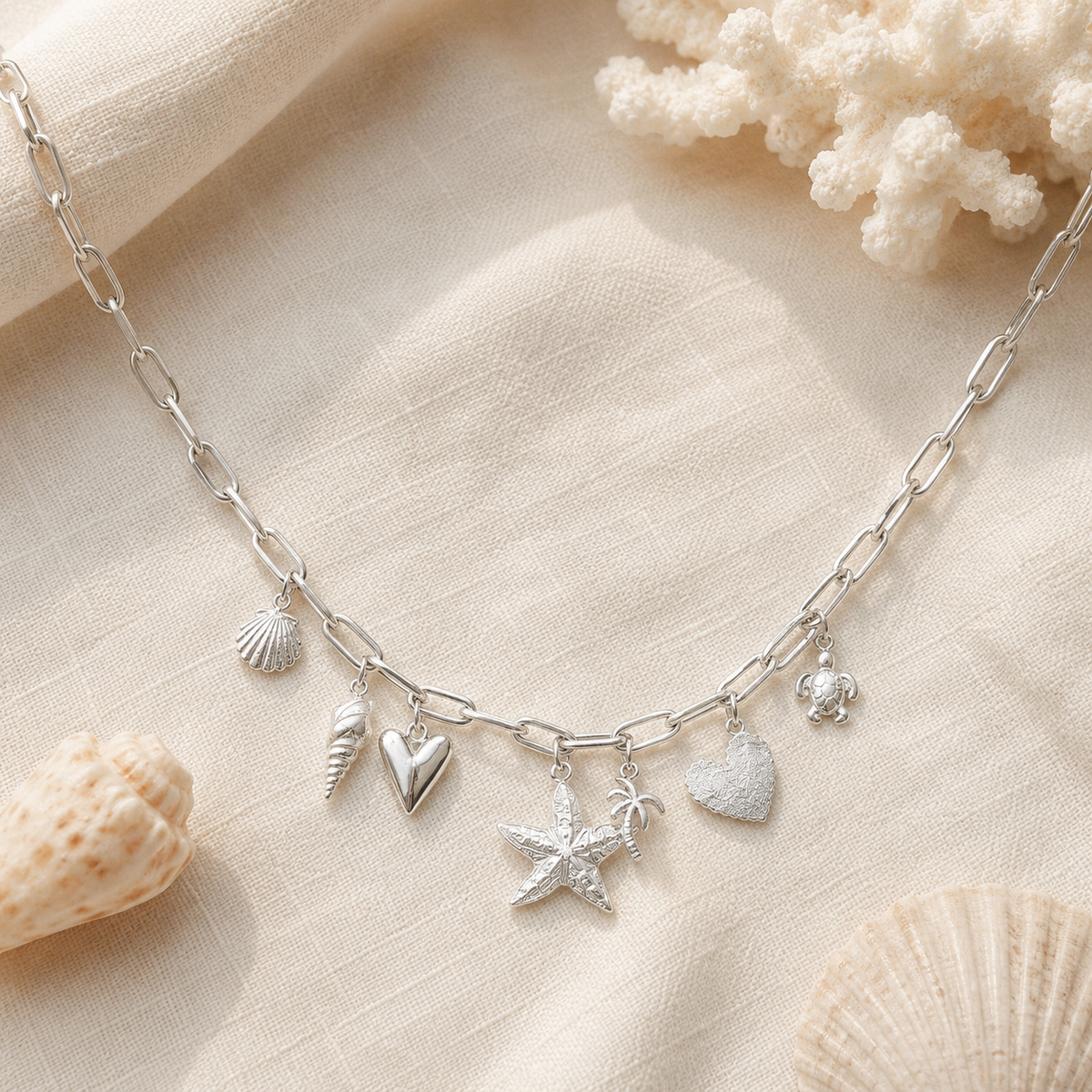 Collier charms marins estivaux grosse maille