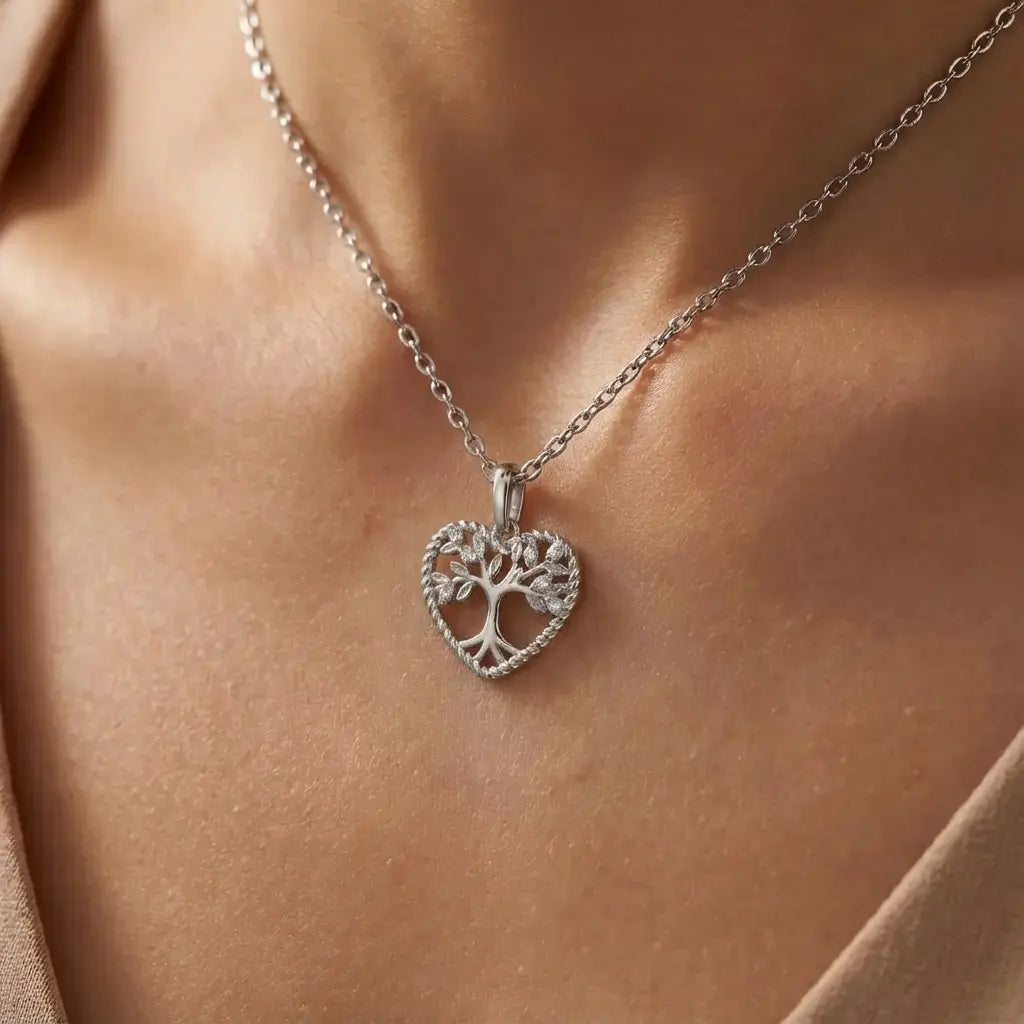 Collier cœur arbre de vie