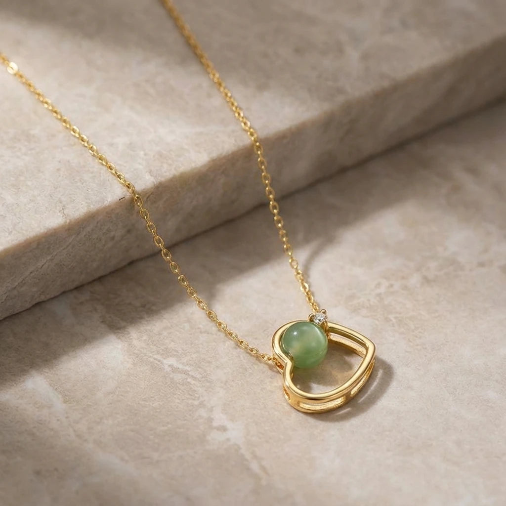 Collier cœur éternel en Jade