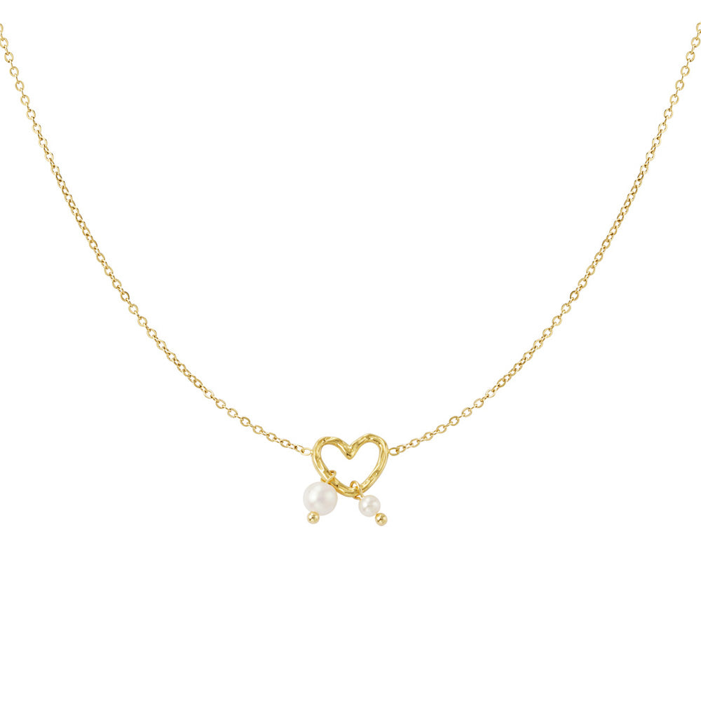 Collier cœur minimaliste doré avec perles d’imitation
