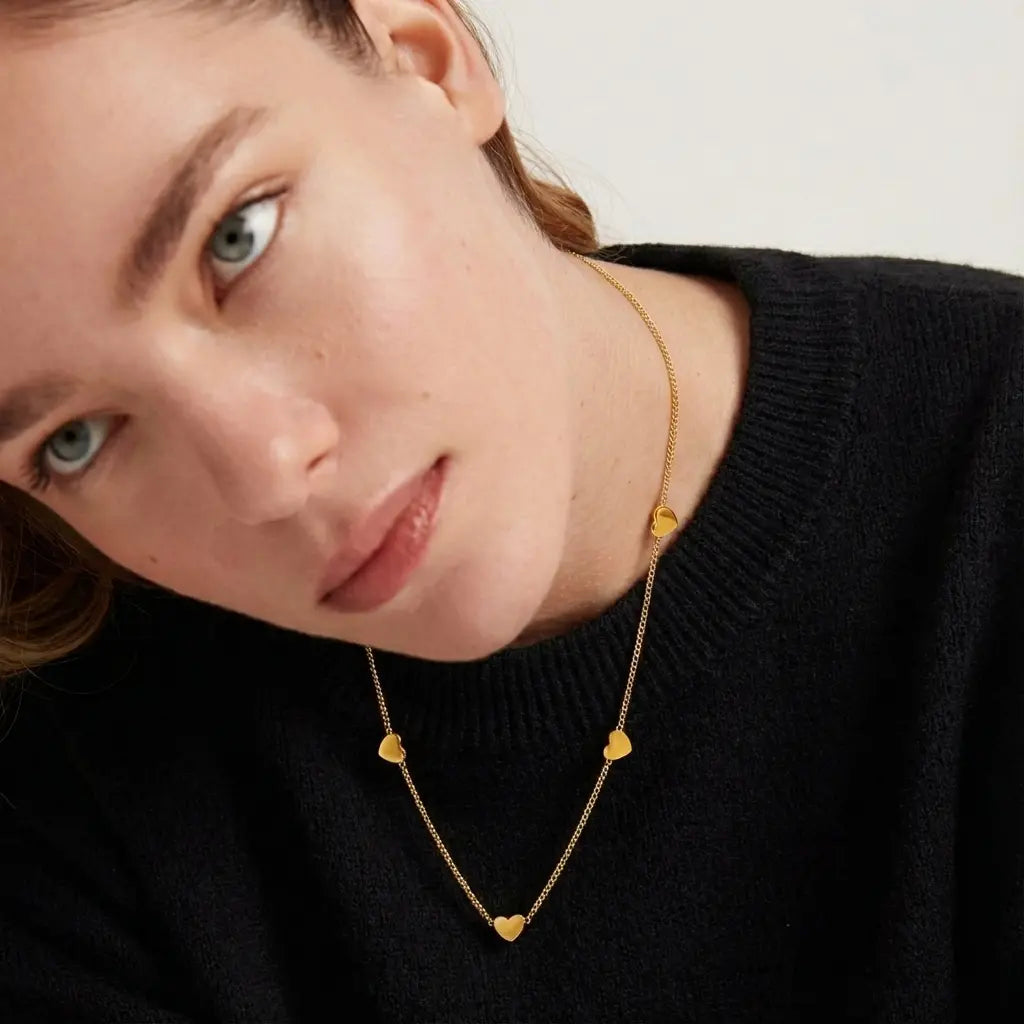 Collier cœurs or chaîne fine