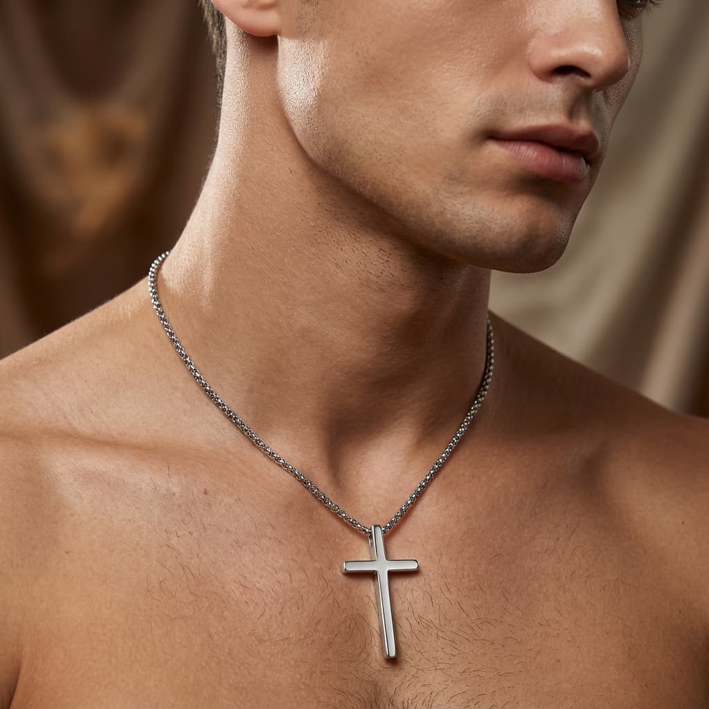 Collier croix argent pour homme