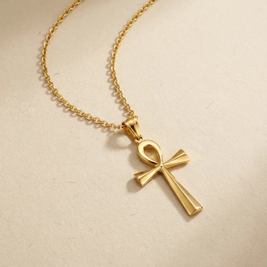 Collier croix égyptienne or