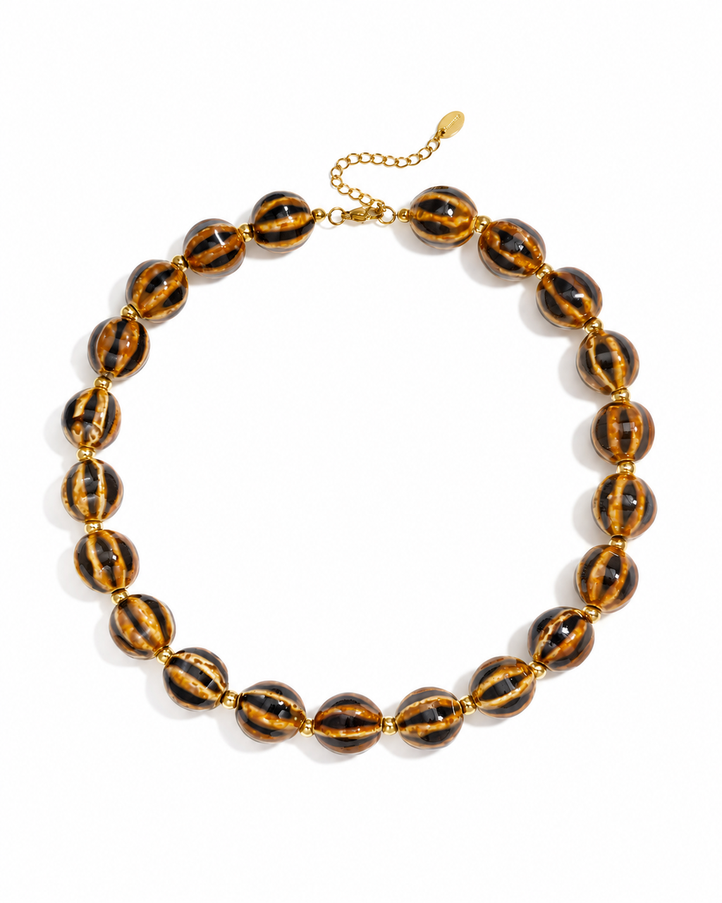 Collier en céramique rayée et acier inoxydable