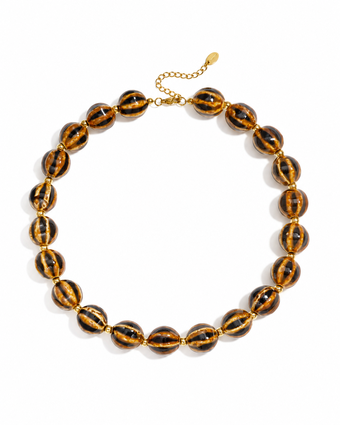 Collier en céramique rayée et acier inoxydable