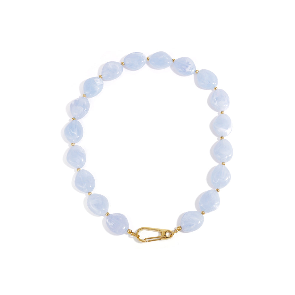 Collier grosses perles d'imitation organiques fermeture avant