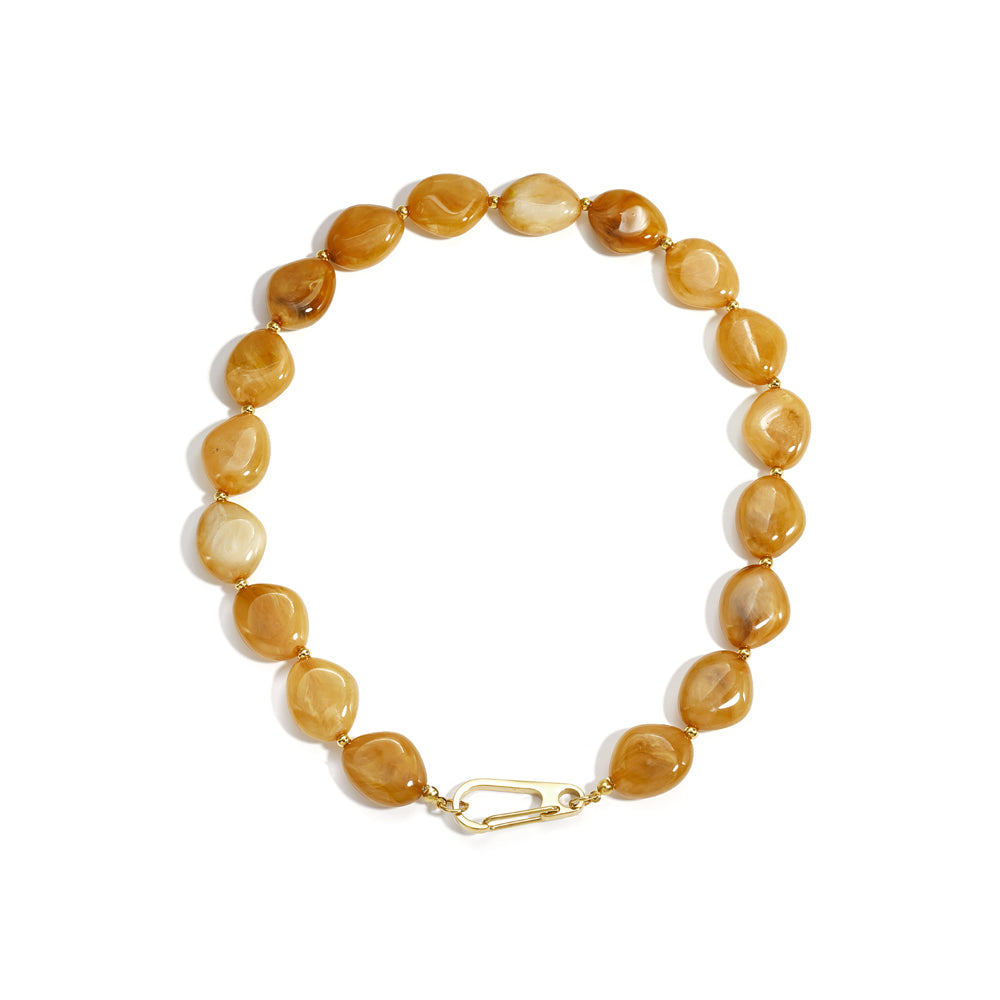 Collier grosses perles d'imitation organiques fermeture avant
