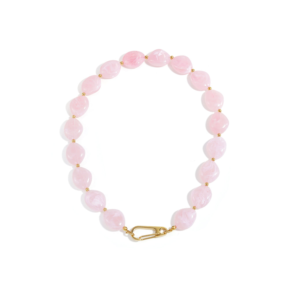 Collier grosses perles d'imitation organiques fermeture avant