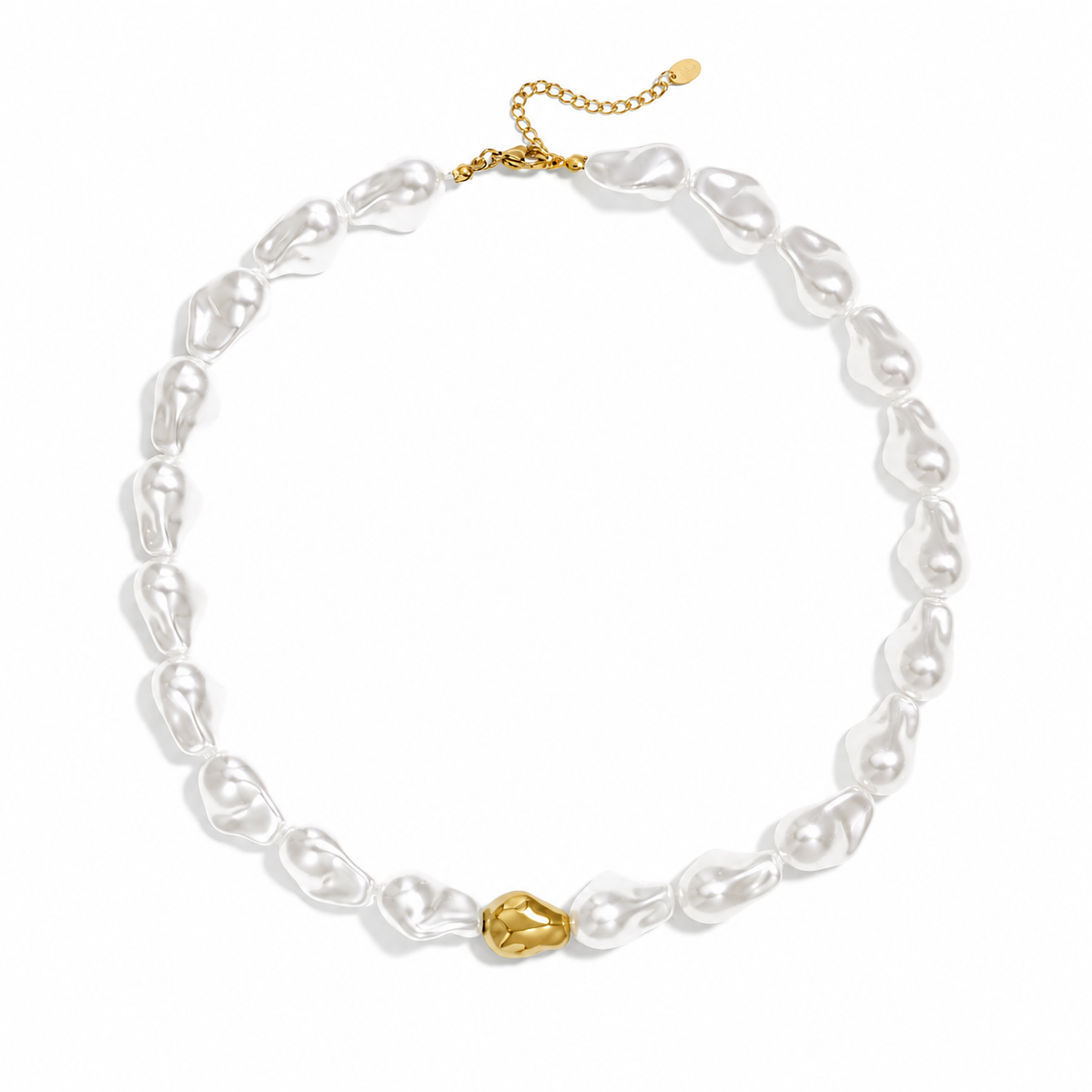 Collier à perles d’imitation baroques et acier inoxydable