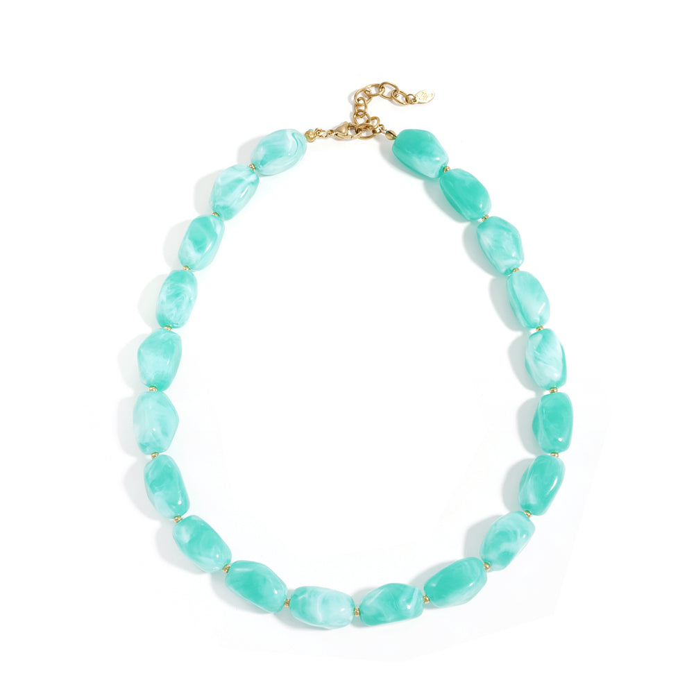 Collier perles d'imitation acrylique formes organiques