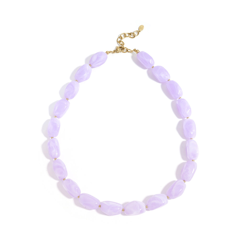 Collier perles d'imitation acrylique formes organiques