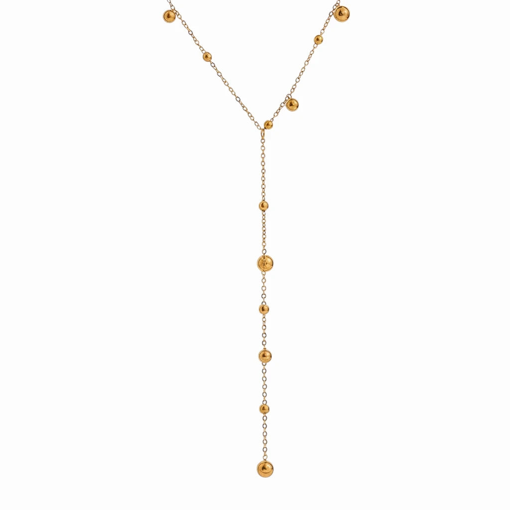 Collier en Y à pampilles doré