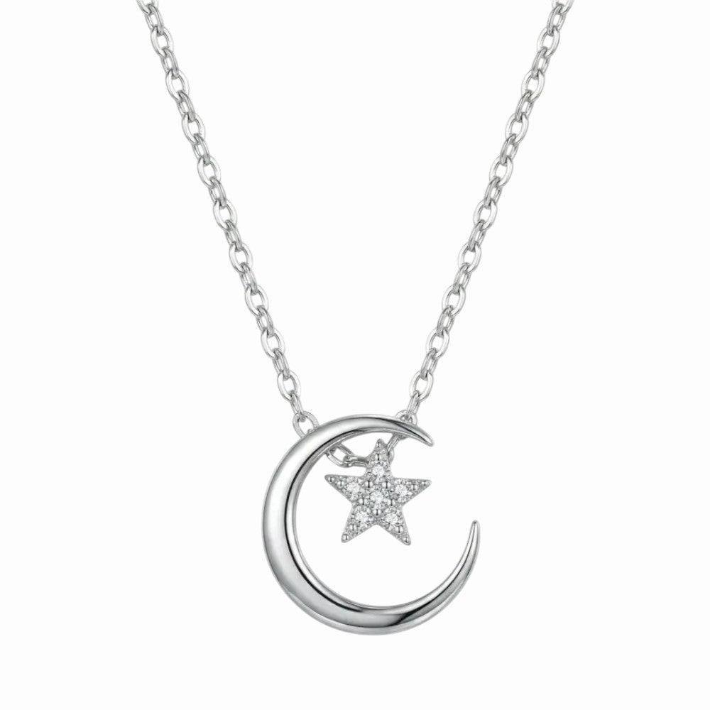 Collier étoile et lune avec Zircons