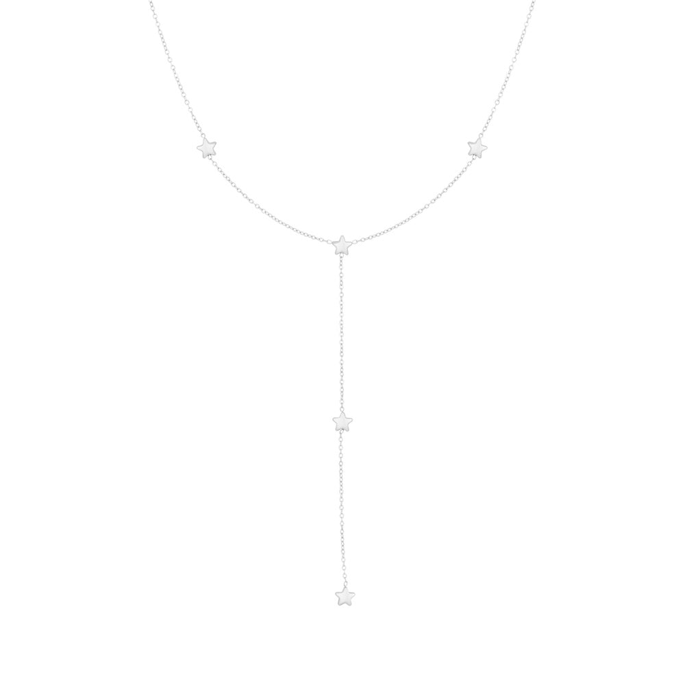 Collier étoile filante lariat chaîne Y argenté