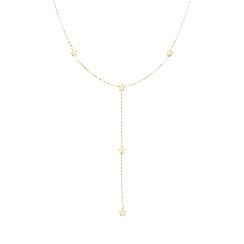 Collier étoile filante lariat chaîne Y doré