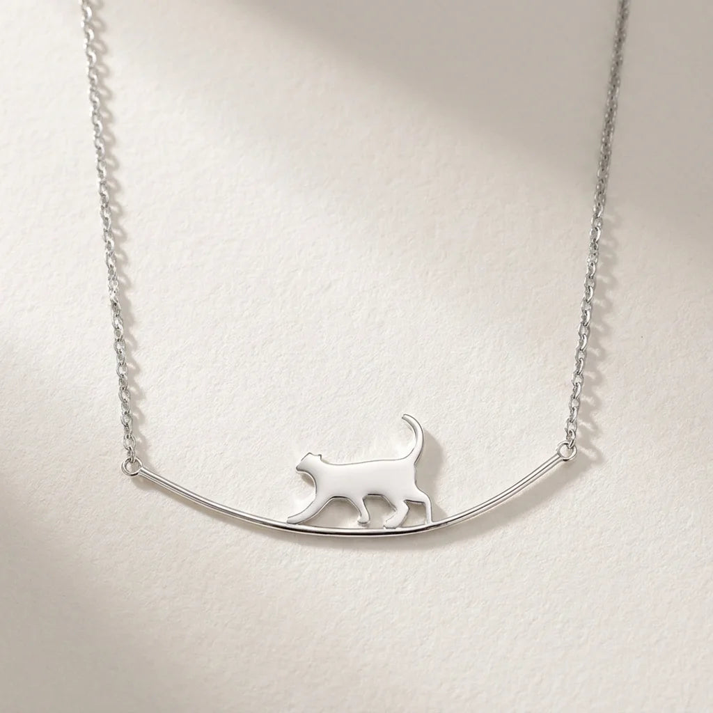 Collier femme pendentif chat