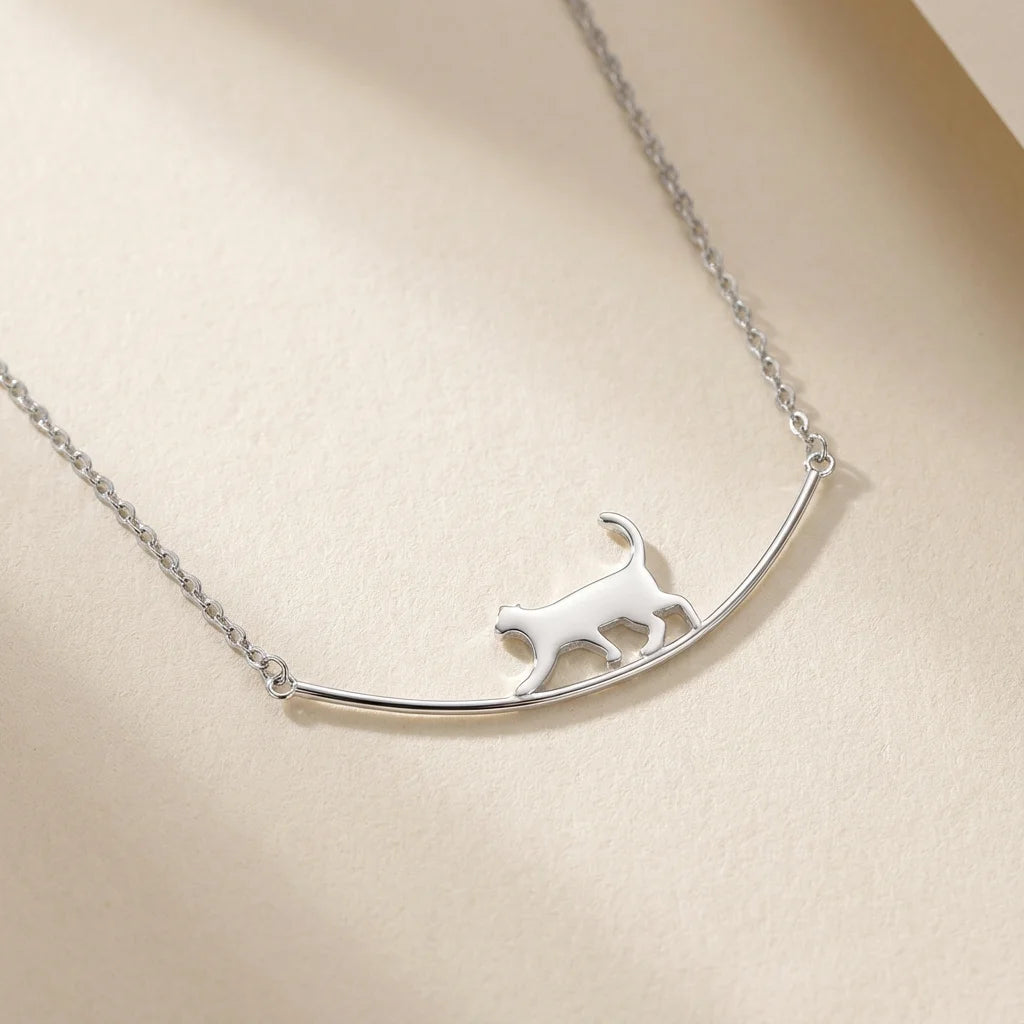 Collier femme pendentif chat