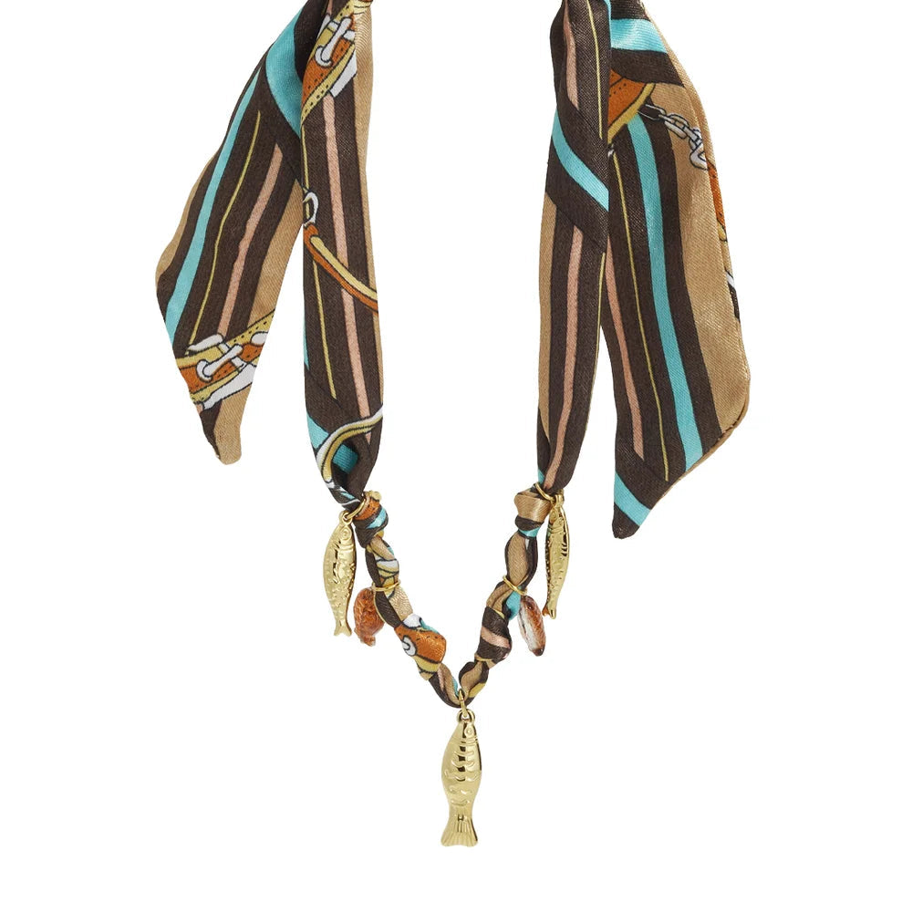 Collier foulard femme avec pendentifs poissons