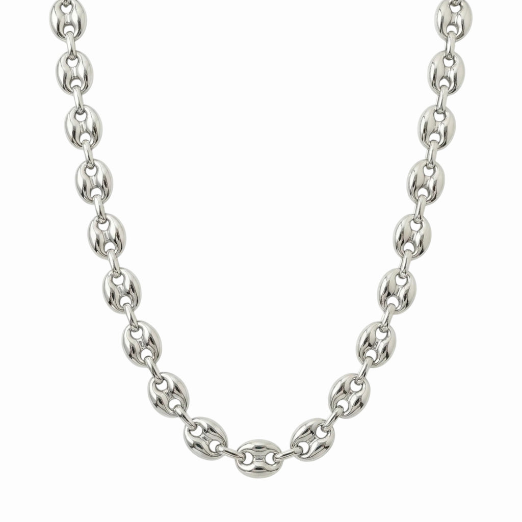 Collier grain de café argenté