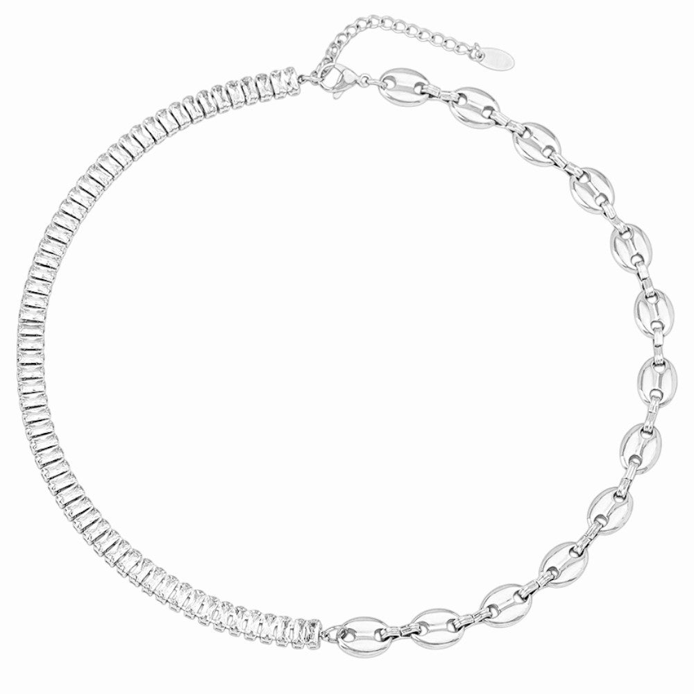 Collier grain de café et cristaux en zircon