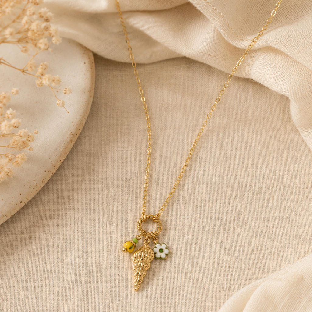 Collier long coquillage bohème coloré