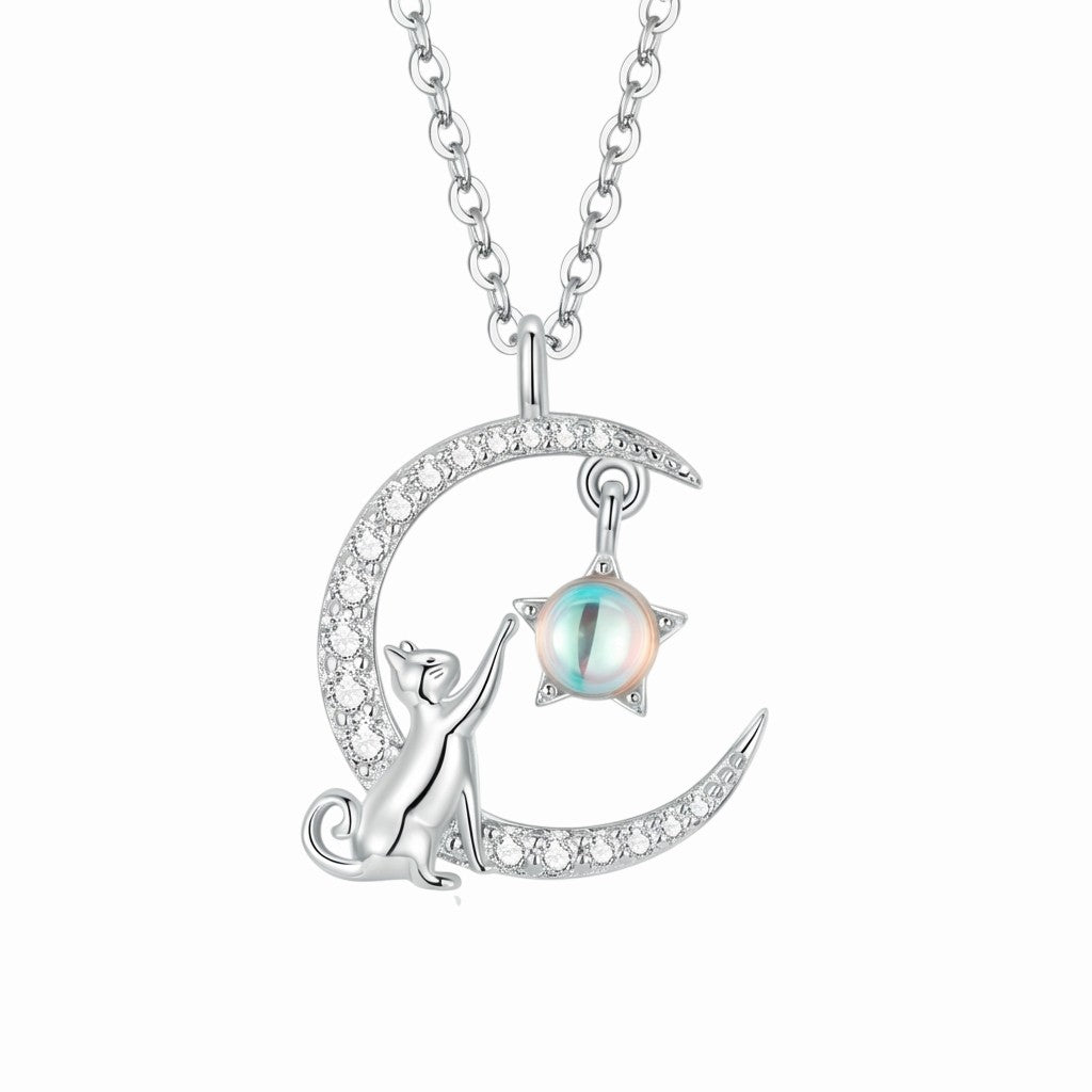 Collier lune chat