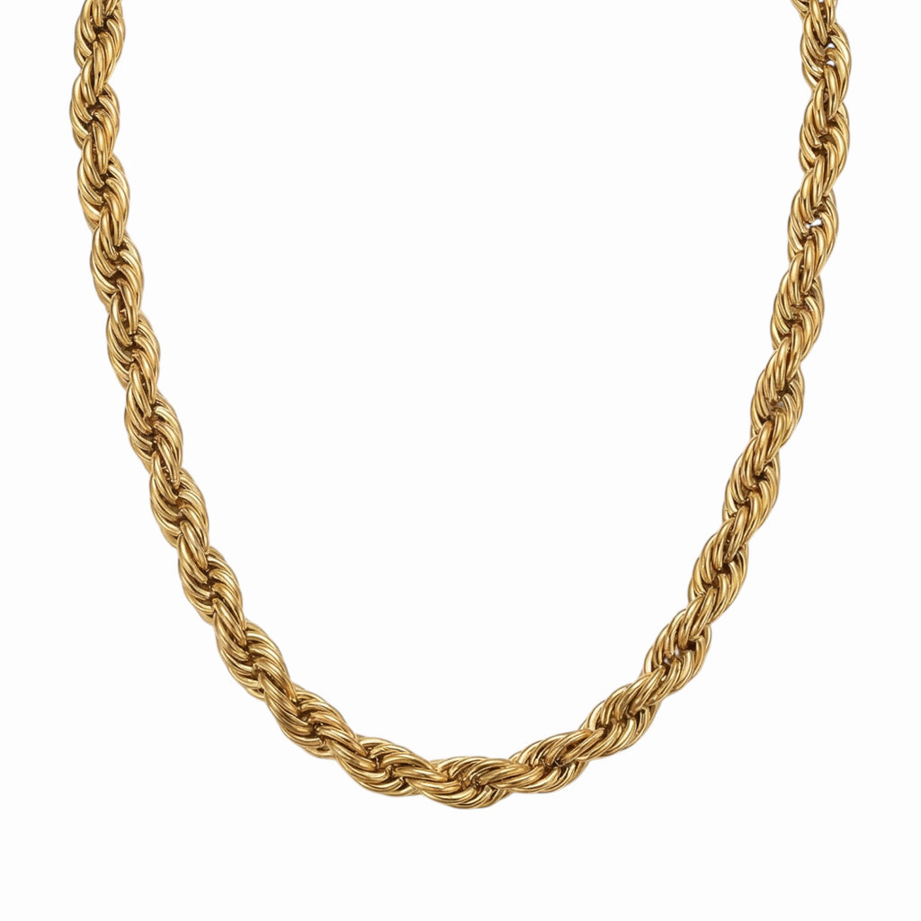 Collier chaîne maille torsadée doré