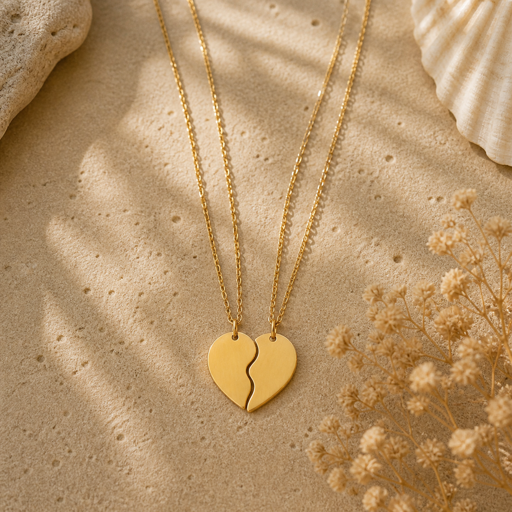 Collier meilleure amie cœur partagé